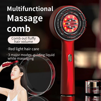 Electric Vibration Massage Comb with Red Light – Scalp Brush for Hair Care, Anti-Hair Loss Support, and Oil Applicator