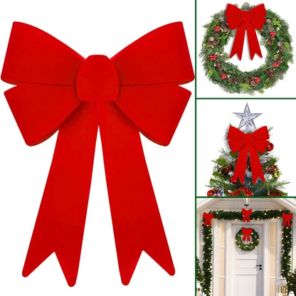 Big Bowknot Red Ribbon Christmas Tree Topper: Elegant Red Bow for Tree, Door, or Party Décor