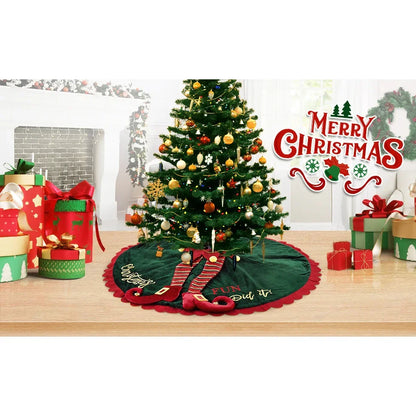 Christmas Tree Decorations Christmas Tree Skirt Red and Green Elf Tree Skirt Elf Tree Apron Decoration Elf Legs Tree Skirt