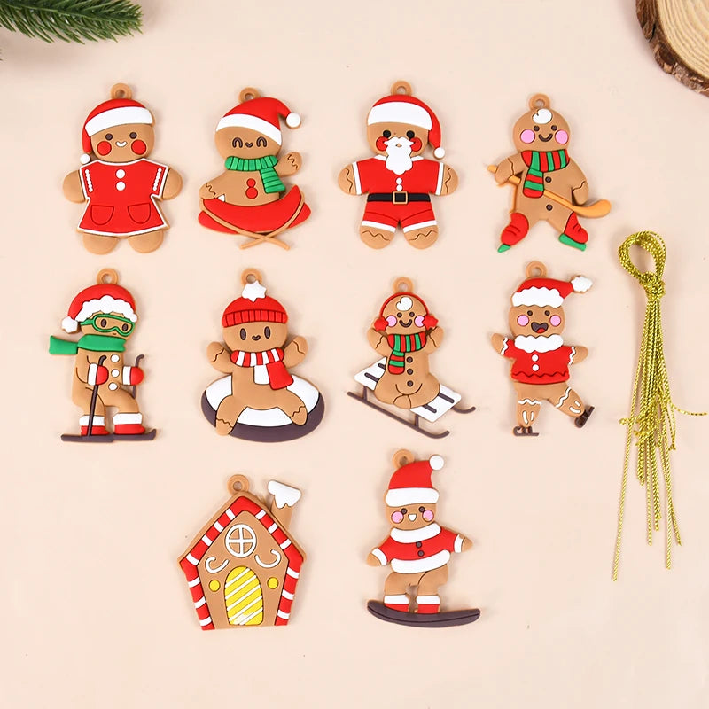 10PCS Gingerbread Man Pendants – Fun Christmas Tree Ornaments for 2024 Holiday Decor & New Year Cheer  1