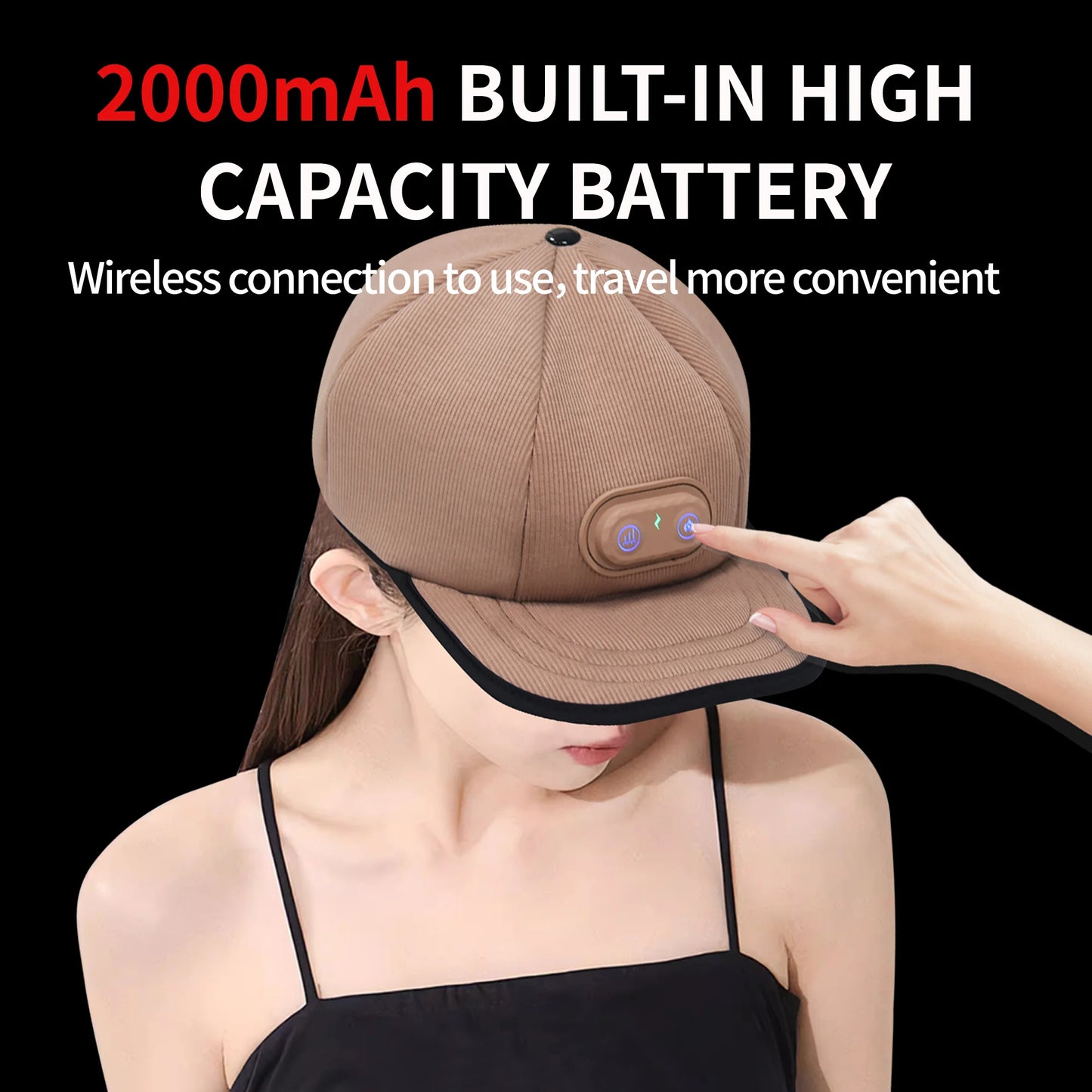 Red Light Hat with 97 Lamp Beads 3 Speed Mode Long Range Wireless Connection Adjustable Cap for Greasy Scalp Hair Care