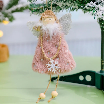 Christmas Angel Girl Doll Ornament – Plush Hanging Pendant for Tree & Holiday Décor