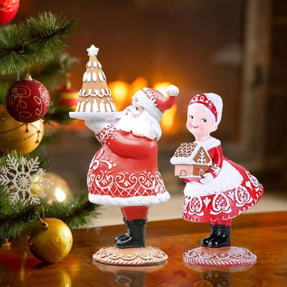 Christmas Resin Santa Claus Figurine: Heart-Warming Gingerbread-Themed Ornament for Shelves & Holiday Decor