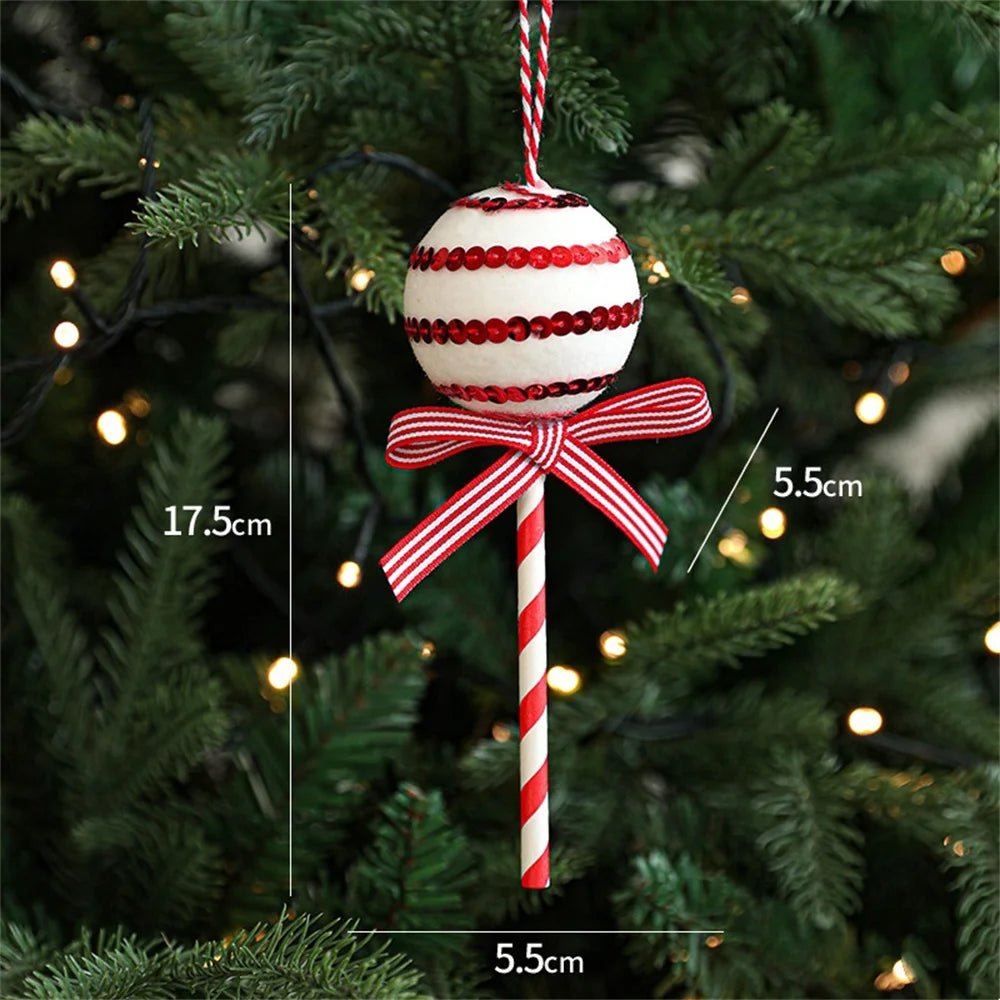 Christmas Lollipop & Candy Cane Pendant Set: Festive Hanging Ball Ornaments for Xmas Tree Décor 1