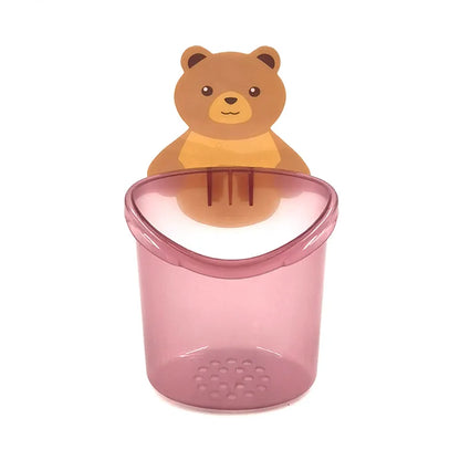 1PCS Teddy Bear Wall-Mounted Toothbrush Holder Cup – Punch-Free Storage Rack for Bathroom Accessories