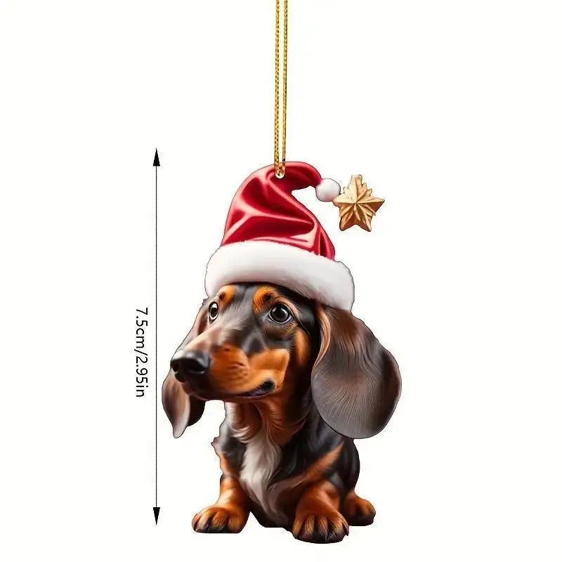 Christmas Cute Dog Tree Pendant – Adorable Holiday Car & Home Hanging Ornament for Window, Backpack, or Tree Décor