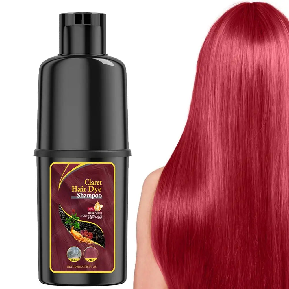 Hair Colour Shampoo – Black Hair Dye, Covers White Hair, Darkening Shampoo in Wine Red, Brown, or Silver Shades