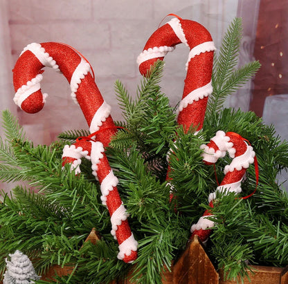 5PCS Christmas Candy Canes – Red & White Lollipop Hanging Ornaments for Tree, Party & Home Decor 1