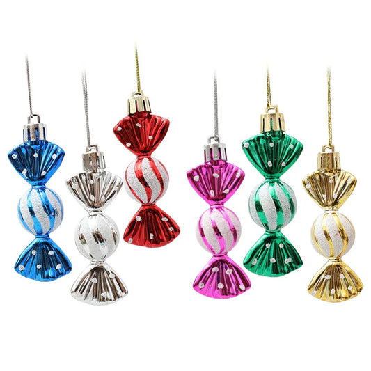 6 Pcs Candy Crutch Icicle Christmas Tree Ornaments – DIY Xmas Balls & New Year Decorations for Home, Navidad Gifts