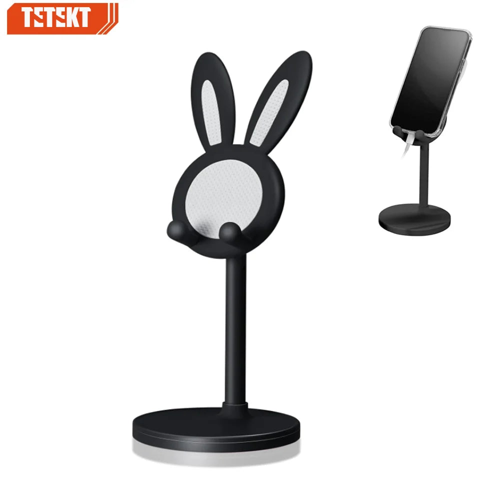 Cartoon Bunny Desktop Phone Holder – Adjustable Telescopic Lifting Stand for Smartphones & Tablets – Fun, Portable Bracket for Hands-Free Viewing