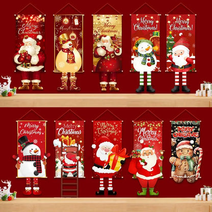 Christmas Hanging Flag – Porch Door Banner, Home Christmas Decorations for 2024, Xmas Ornaments & New Year 2025 Décor