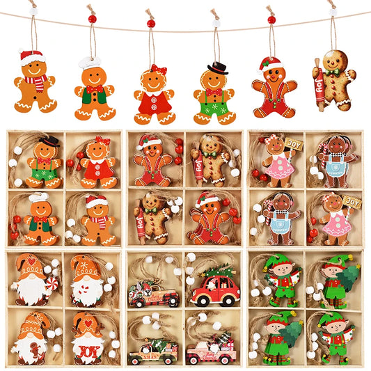 Christmas Gingerbread Man Wooden Pendants – Adorable Tree Hanging Ornaments for 2024 Holiday Decor, Noel & New Year Gifts