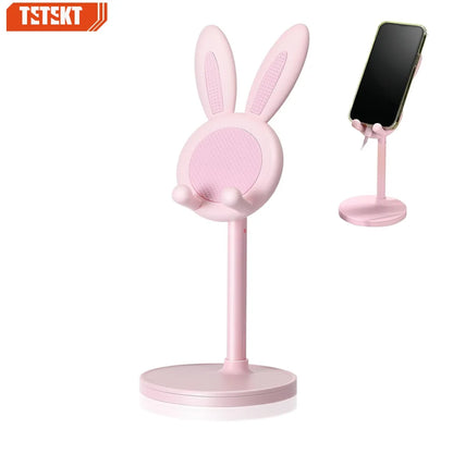 Cartoon Bunny Desktop Phone Holder – Adjustable Telescopic Lifting Stand for Smartphones & Tablets – Fun, Portable Bracket for Hands-Free Viewing