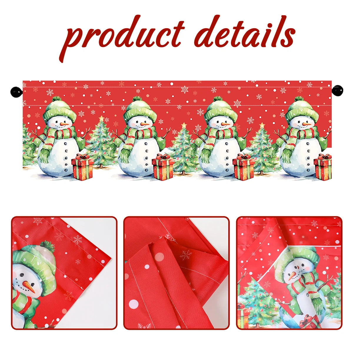 Christmas Tree Short Curtains: Snowman & Holiday Backdrop, Festive Home Decorations for Christmas 2024 & New Year 2025