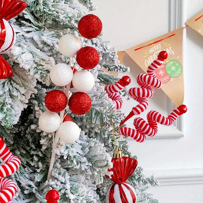 Christmas Tree Candy Canes – Festive Wool Candy Roll Decorations for Holiday & Winter Cheer (1, 2, or 4 Pcs) 1