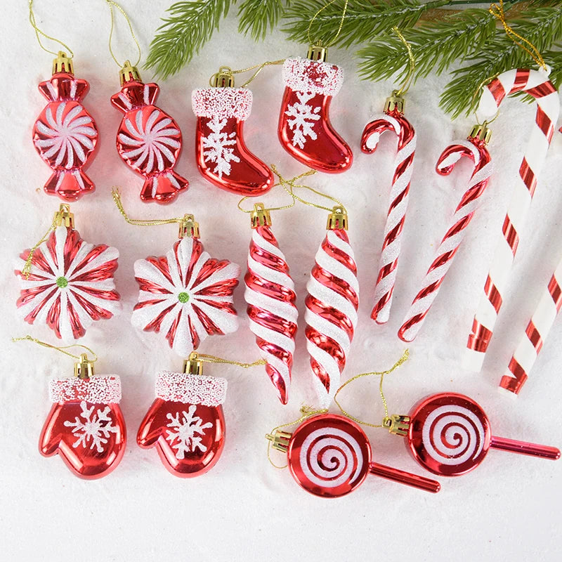 6PCS Set Christmas Candy Pendants – Colourful Lollipop & Cane Hanging Ornaments for Tree & Holiday Decor 1