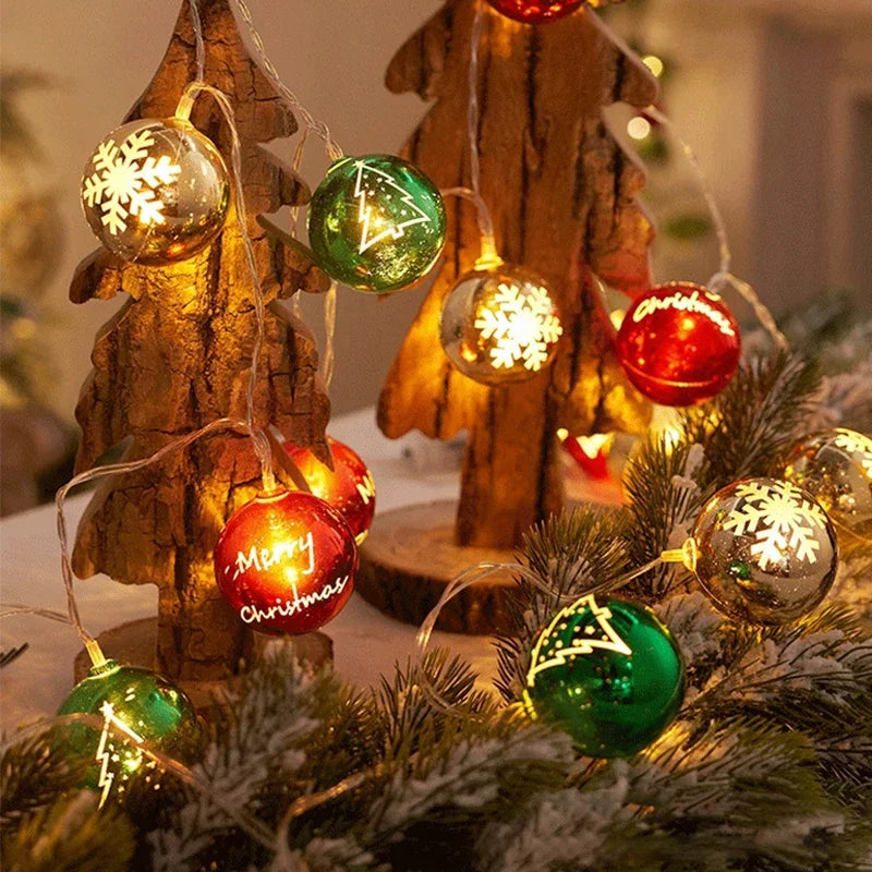 Christmas Decorative Lights String Balls Stars Garland Battery-operated Garland Xmas Decoration