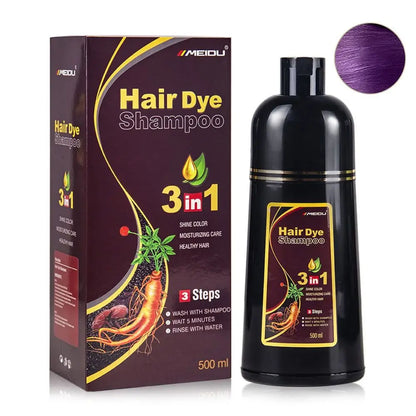 3-in-1 Instant Hair Colouring Shampoo: Herbal Hair Dye for Natural Black, Brunette, and Purple Shades – Quick & Easy Hair Colour for Men & Women