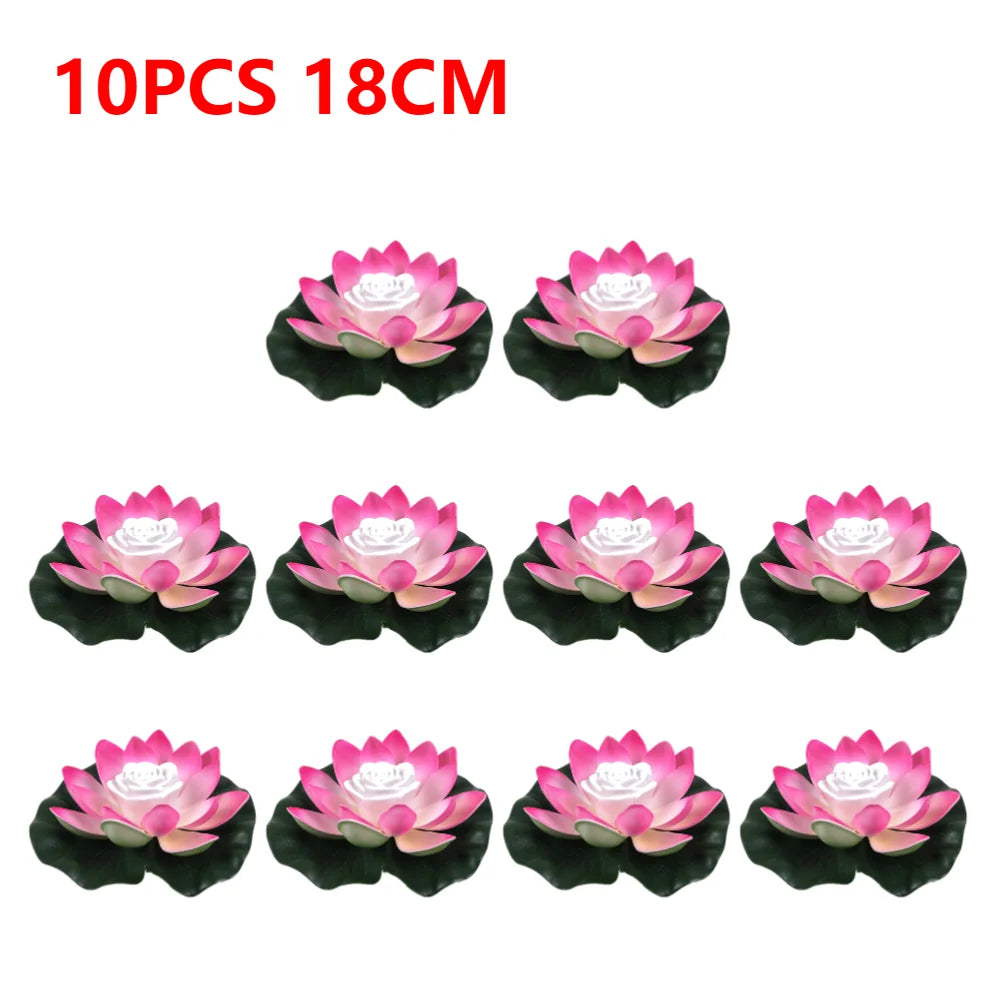 20-1Pcs Energy Saving Solar Powered Lamp Night Light LED 18cm Artifical Floating Lotus Garden Pool Pond Fountain Decoration