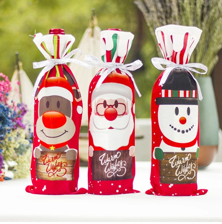 Christmas Wine Bottle Cover – Festive Bottle Decor for Home 2024, Merry Christmas Gift, New Year 2025 Ornament (Copy)