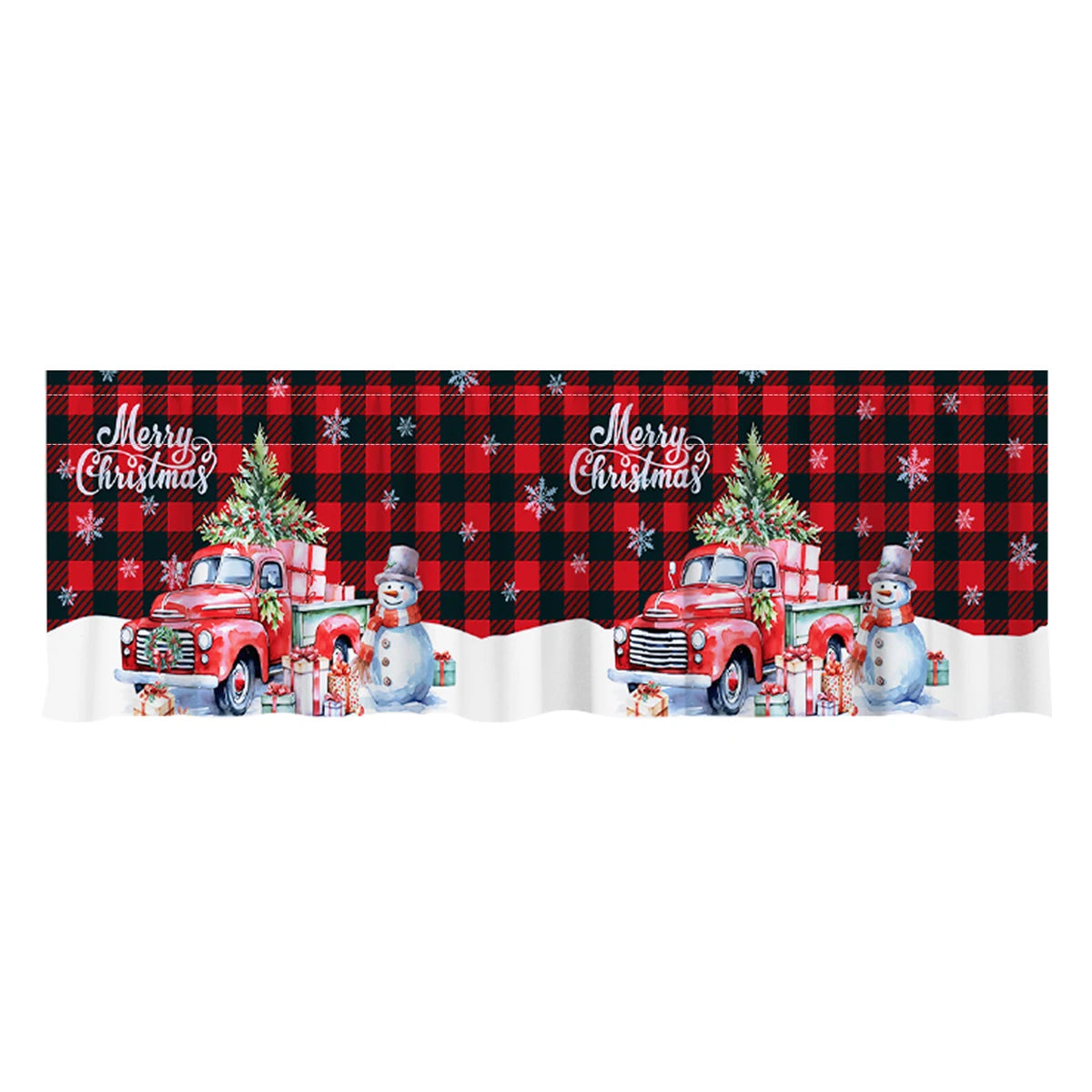 Christmas Tree Short Curtains: Snowman & Holiday Backdrop, Festive Home Decorations for Christmas 2024 & New Year 2025