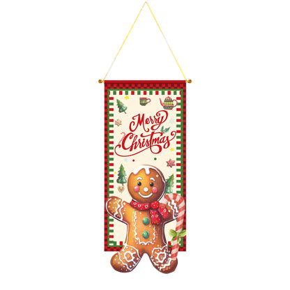 Christmas Gingerbread Man Hanging Flag Navidad Natal Noel Pendant Merry Christmas Decorations For Home 2024 Happy New Year 2025