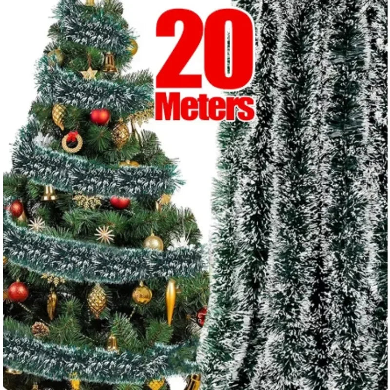 Christmas Tinsel Ribbons – Green Cane Ribbon Garland for Xmas Tree, Wreaths & Home Decorations