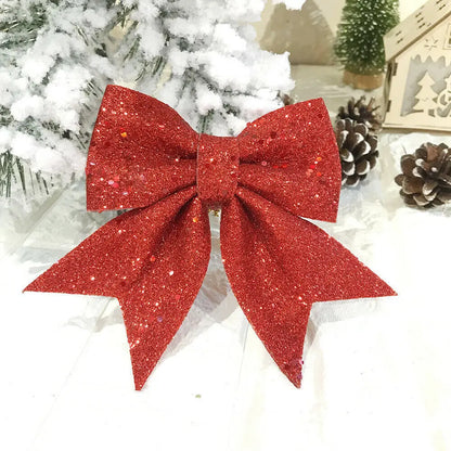 6PCS Red & Gold Glitter Christmas Bows: Sparkling Tree Decorations for Holiday Parties & Gifts