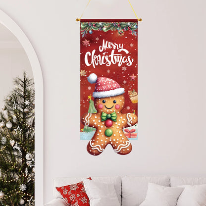 Christmas Gingerbread Man Hanging Flag Navidad Natal Noel Pendant Merry Christmas Decorations For Home 2024 Happy New Year 2025