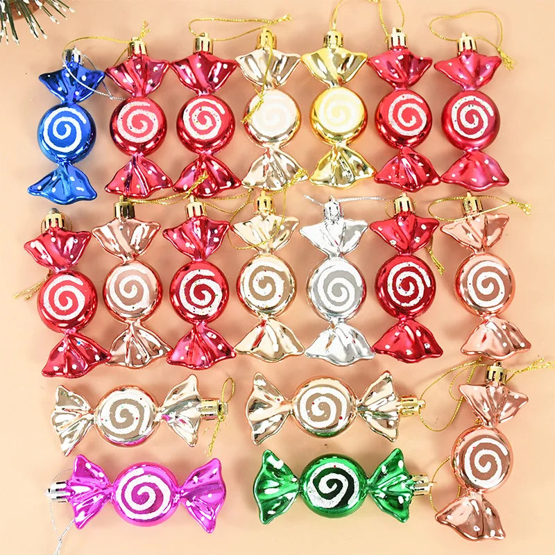 6PCS Set Christmas Candy Pendants – Colourful Lollipop & Cane Hanging Ornaments for Tree & Holiday Decor 1