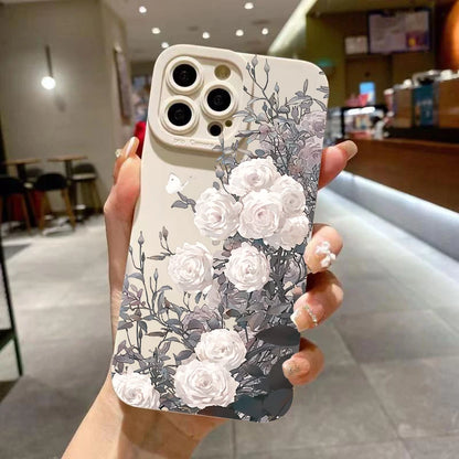 Flower Pattern Soft Silicone Phone Case for iPhone 15, 14, 13, 12, 11 Pro Max – Matte Protective Case for iPhone XS Max, XR, X, 14 Plus