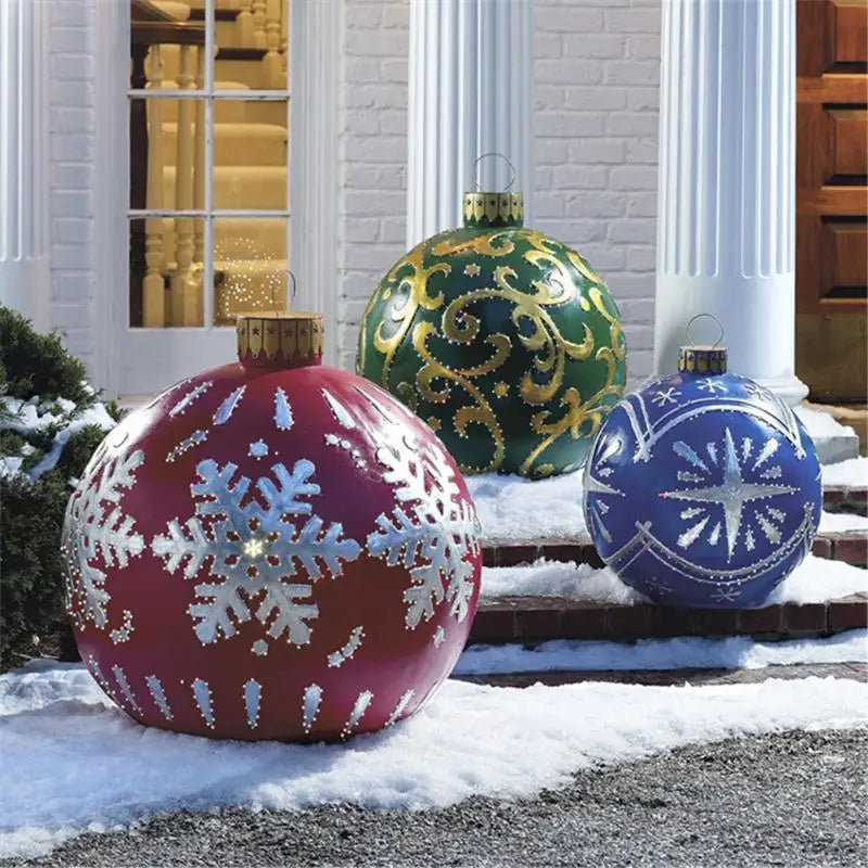 Large Christmas Inflatable Balls (60cm): Outdoor Christmas Tree Decorations, Inflatable Baubles for Festive Atmosphere