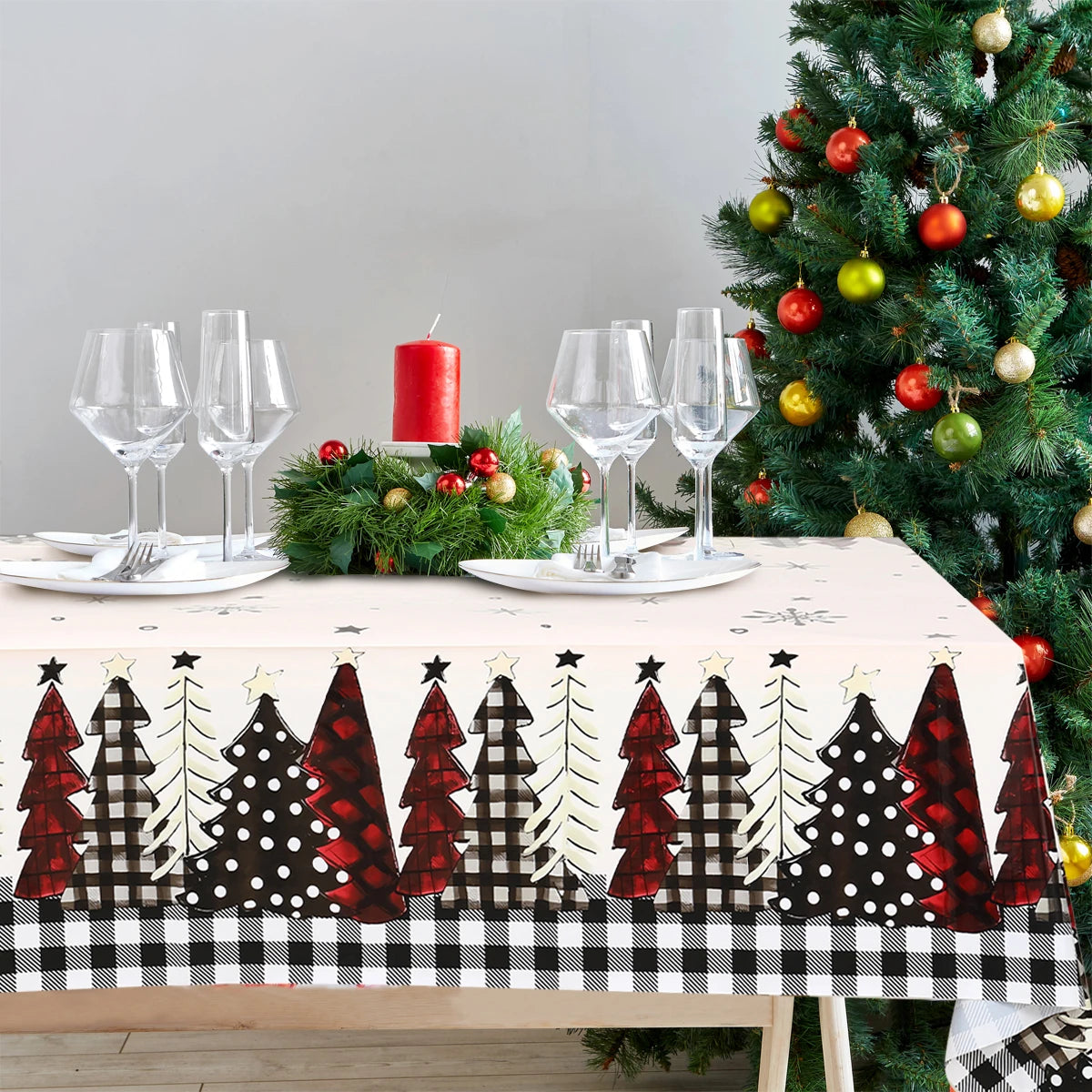 Christmas Snowflake Tablecloth: Merry Christmas & New Year 2024 Table Decor, Festive Table Cover