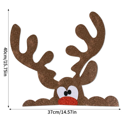 Christmas Door & Window Stickers – Festive Elk, Snowman, Santa Claus Felt Decals for Holiday Home Decor