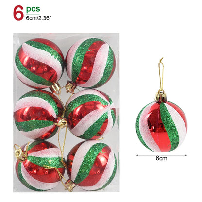 6PCS 6cm Christmas Ball Ornaments: Festive Hanging Pendants for Tree &amp; Home Décor 2024