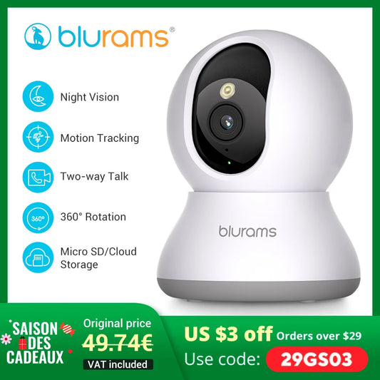 2K Indoor WiFi Security Camera – 360° PTZ IP Camera with App, 2-Way Talk, Night Vision