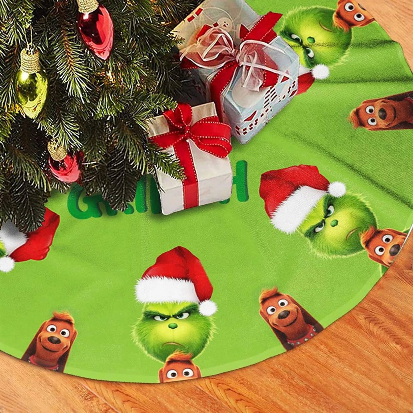  Merry Christmas Tree Skirt – Red & Green Soft Holiday Decoration, Perfect