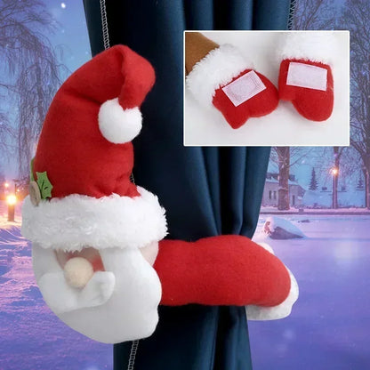 Creative Christmas & New Year Curtain Buckles: Cartoon Santa Claus, Snowman, & Elk Curtain Decorations for Festive Home Décor