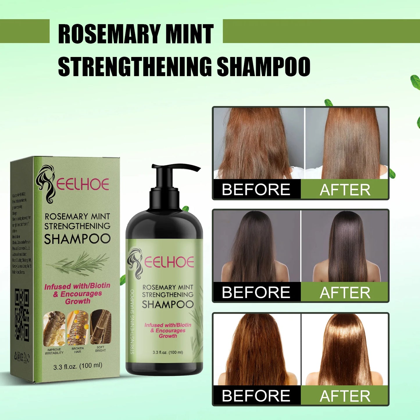 Straighten Hair Shampoo with Rosemary: Anti-Frizz, Anti-Dandruff, Root Strengthening & Smoothing Scalp Treatment