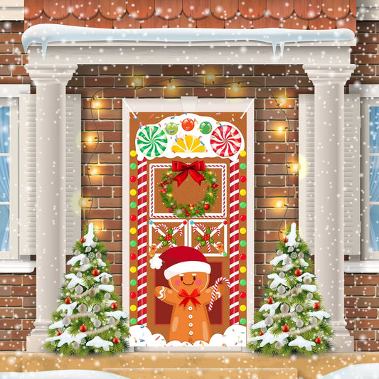 Christmas Gingerbread Man Vertical Hanging Flag – Festive Door Ornament for Home Decor & New Year Gifts 2025 1