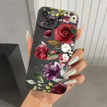 Flower Pattern Soft Silicone Phone Case for iPhone 15, 14, 13, 12, 11 Pro Max – Matte Protective Case for iPhone XS Max, XR, X, 14 Plus