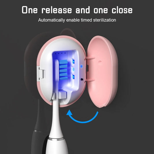 No-Punching UV Toothbrush Head Disinfection Box – USB Rechargeable Portable Drying & Sterilizer Holder