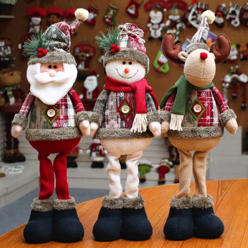 Christmas Doll Ornaments Set: Santa Claus, Snowman & Elk Holiday Decor for 2024