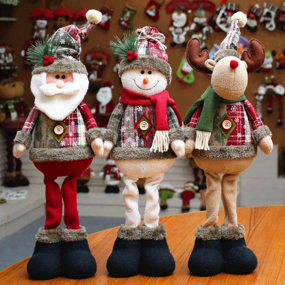 Christmas Doll Ornaments Set: Santa Claus, Snowman & Elk Holiday Decor for 2024