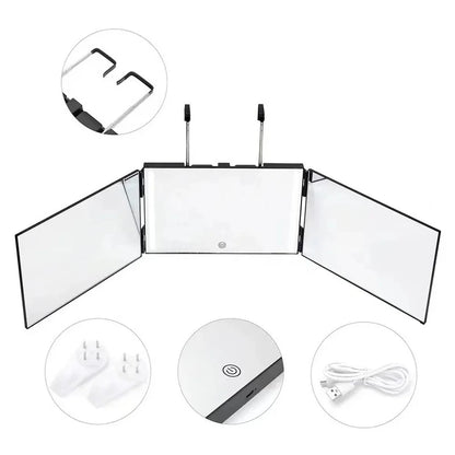 GlowUK™ 3-Way Trifold Mirror with LED Light