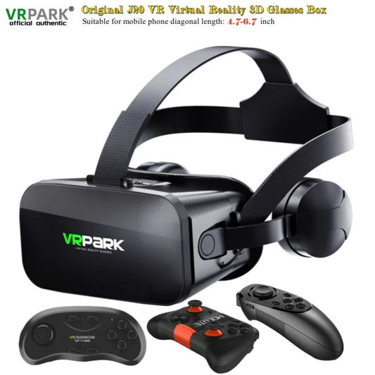 Original J20 4K Virtual Reality Glasses – 3D VR Headset for iOS & Android Phones, Google Cardboard, Max 6.7" Screen  Optimized