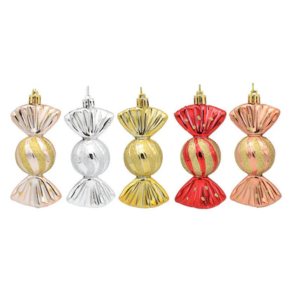 5PCS Christmas Mini Candy Pendants - Festive Plastic Ornaments for DIY Xmas Tree & Holiday Home Decor