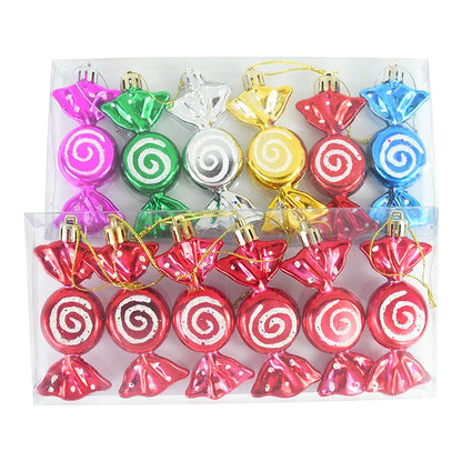 6PCS Set Christmas Candy Pendants – Colourful Lollipop & Cane Hanging Ornaments for Tree & Holiday Decor 1