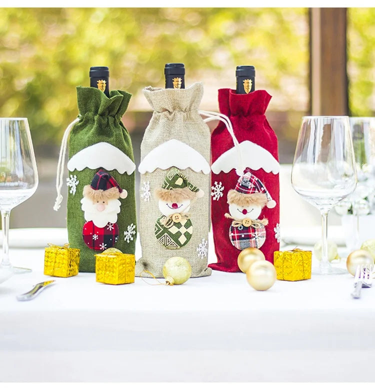 Christmas Wine Bottle Cover – Festive Bottle Decor for Home 2024, Merry Christmas Gift, New Year 2025 Ornament (Copy)