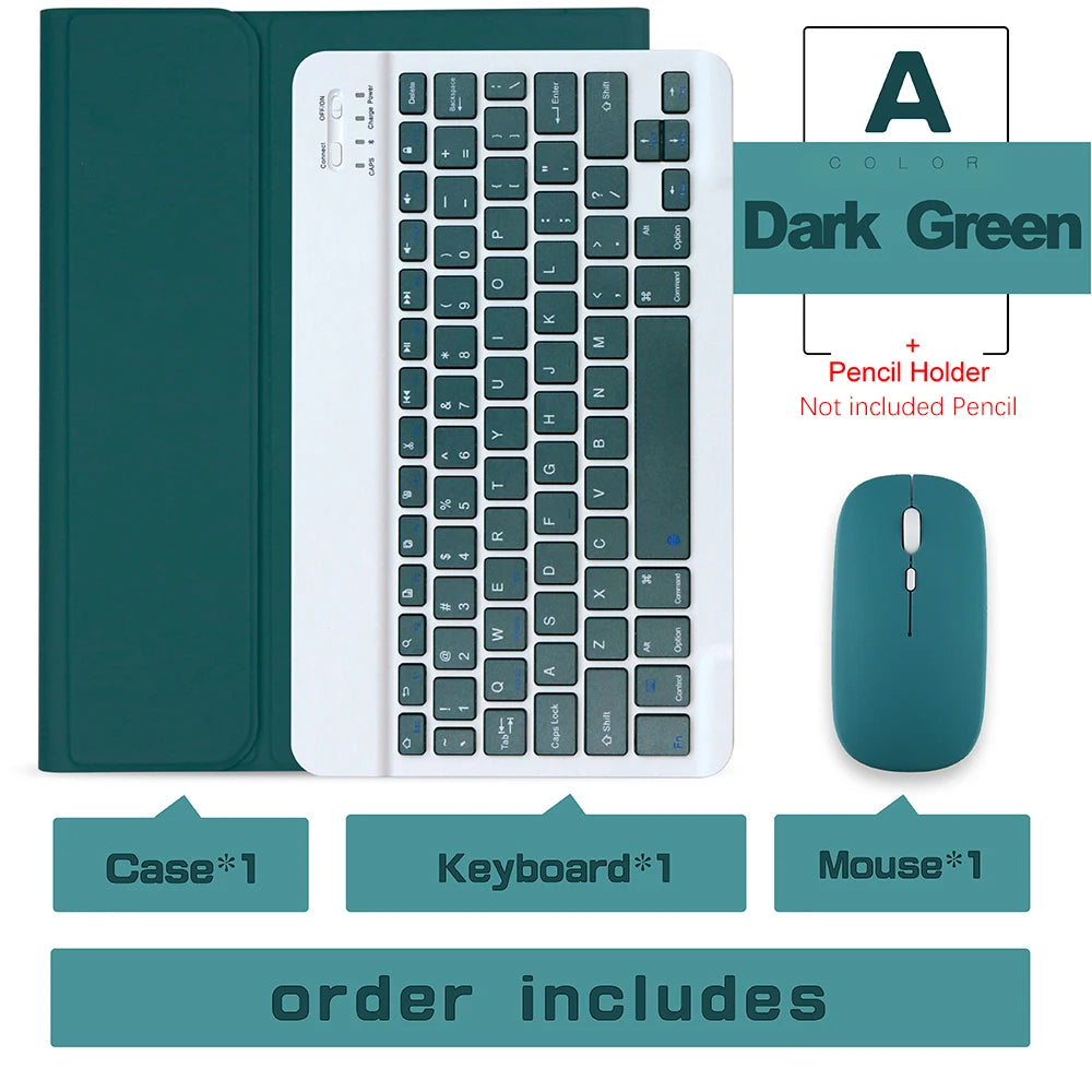 Wireless Keyboard & Mouse Set for iPad: Bluetooth Keyboard Case for iPad Pro 13/11 (M4/M2 2024), Air 5/4/2, 10.2, 9th/8th/7th Gen